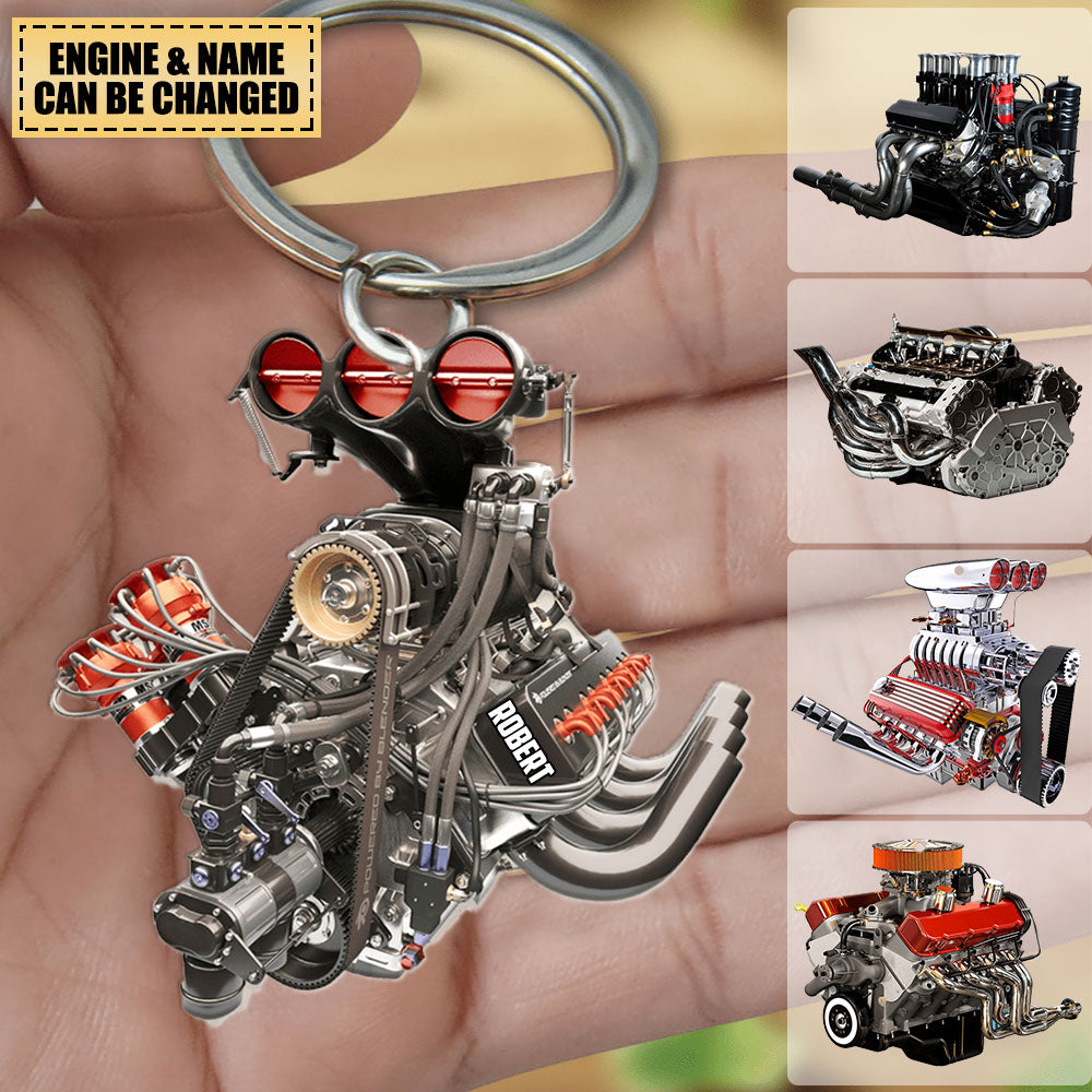 Drag Racing Hot Rod V8 Engine, Custom Drag Racing Acrylic Keychain, Gi ...