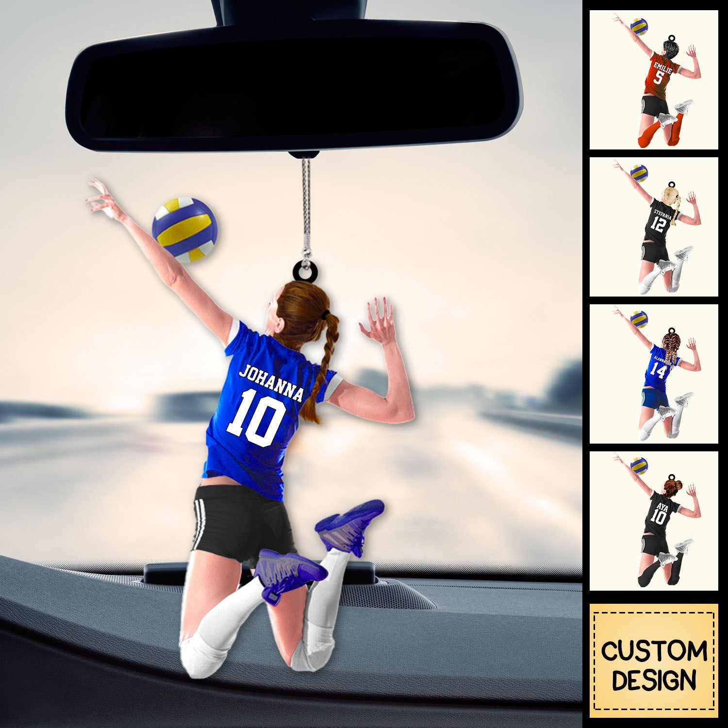 Custom Personalized Beach Volleyball Acrylic Car Hanging Ornament, Gift For Volleyball Players