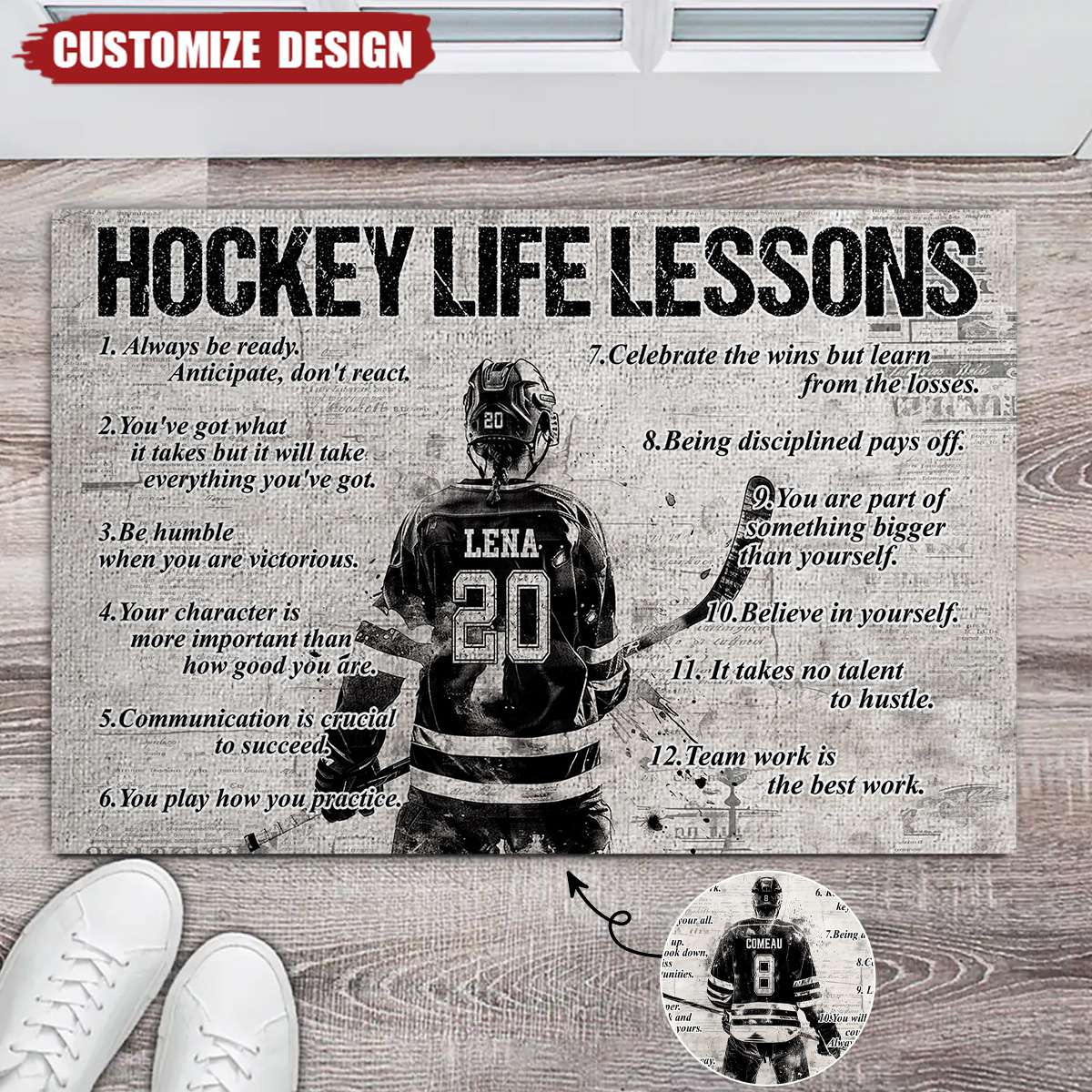 Personalized Hockey Life Lessons Doormat - Gift For Hockey Lovers