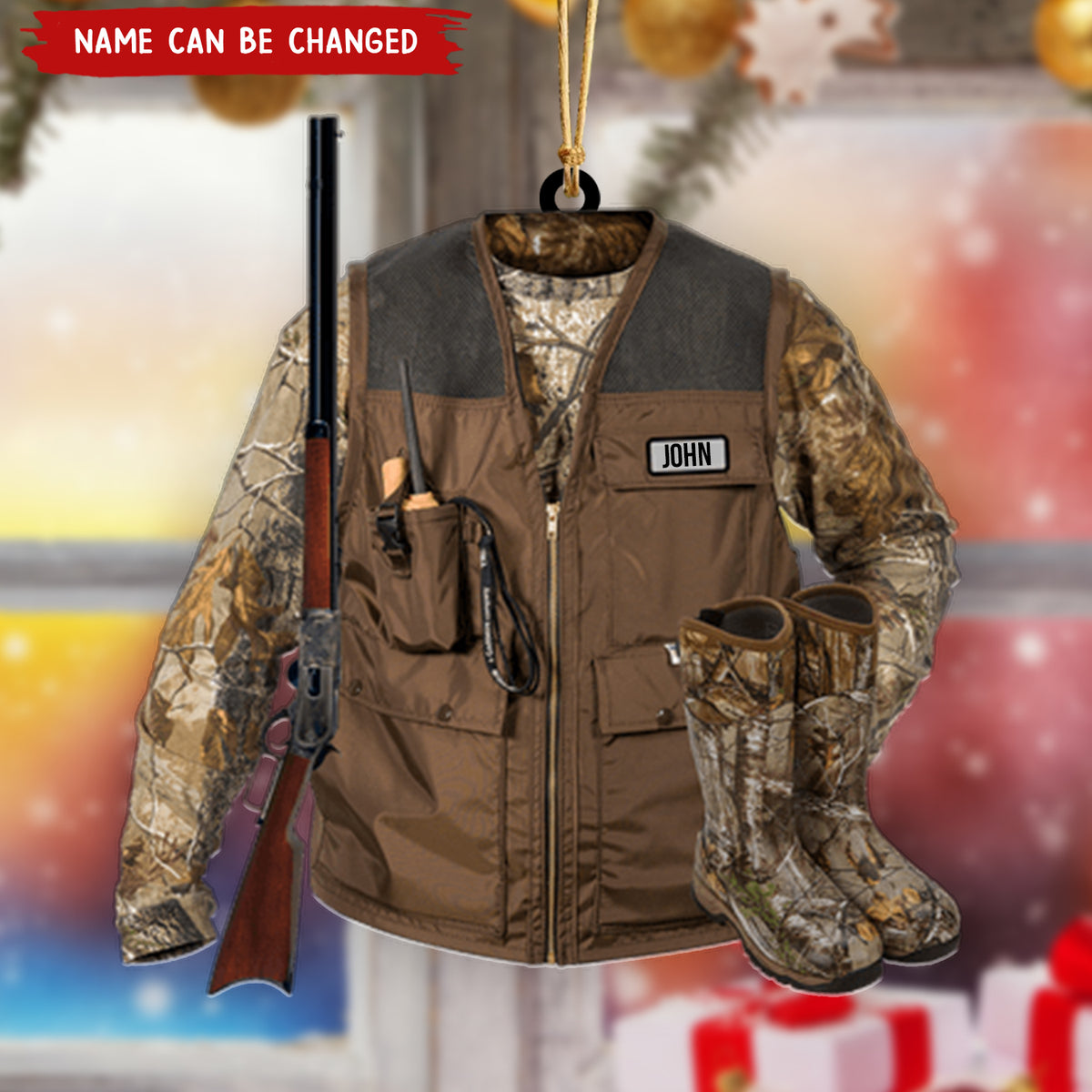 Hunting Vest, Personalized Acrylic Christmas / Car Hanging Ornament