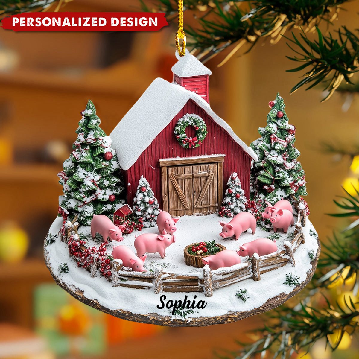 Personalized Pig Farm Christmas Ornament-Gift for Farmers-2024 New Release