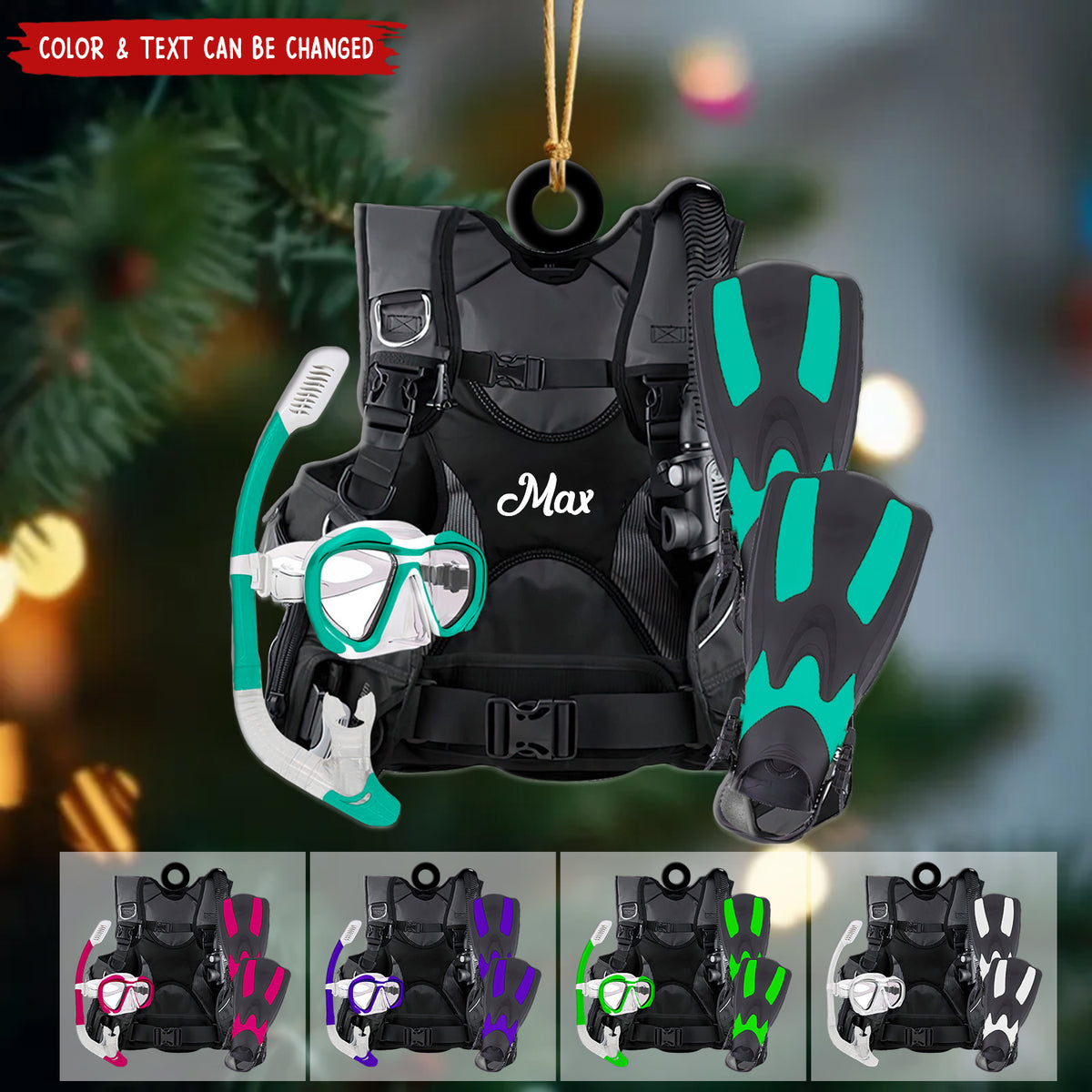 Scuba Diving Scuba Gear - Personalized Flat Acrylic Ornament - v2