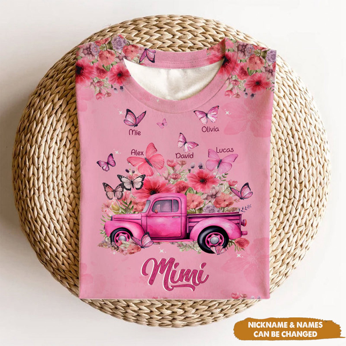 Personalized Pink 3D T-shirt Custom Kids For Grandma