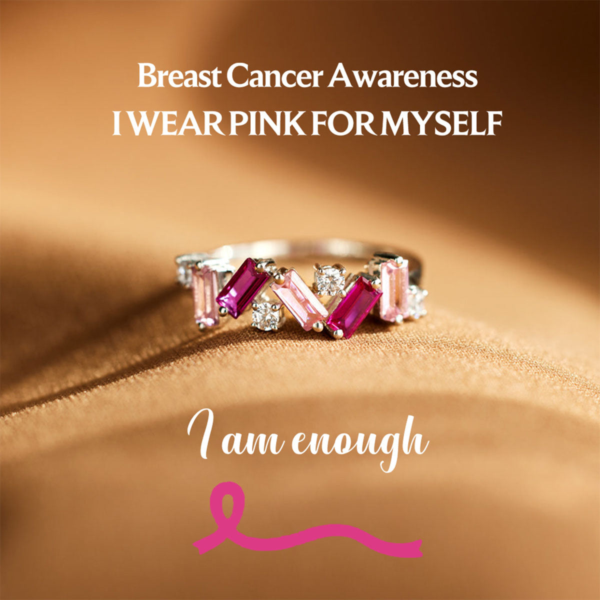 For Self - I Am Enough Pink Diamond Ring