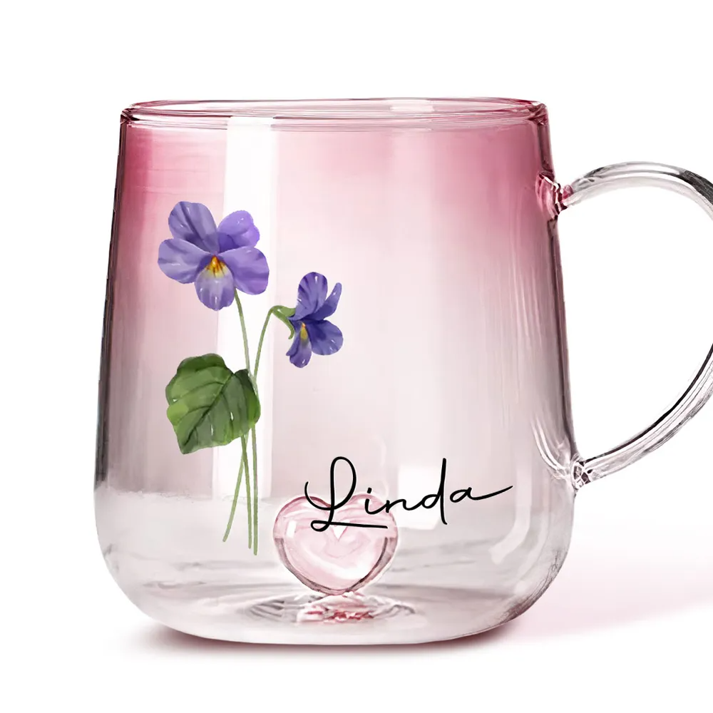 You Are The Most Beautiful Flower - Personalized Pink Gradient Glass Mug