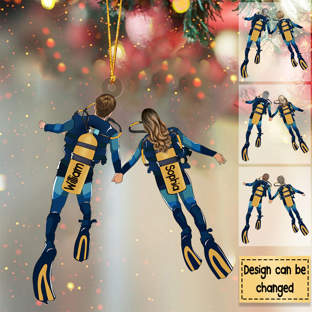 Personalized Scuba Diving Partners / Couples Christmas Ornament