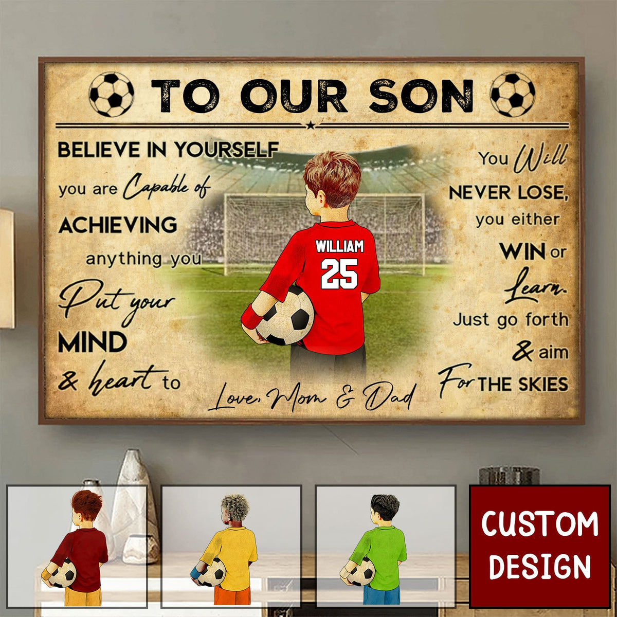 Believe In Yourself - Personalized Football, Soccer Poster, Gift For Football, Soccer Players