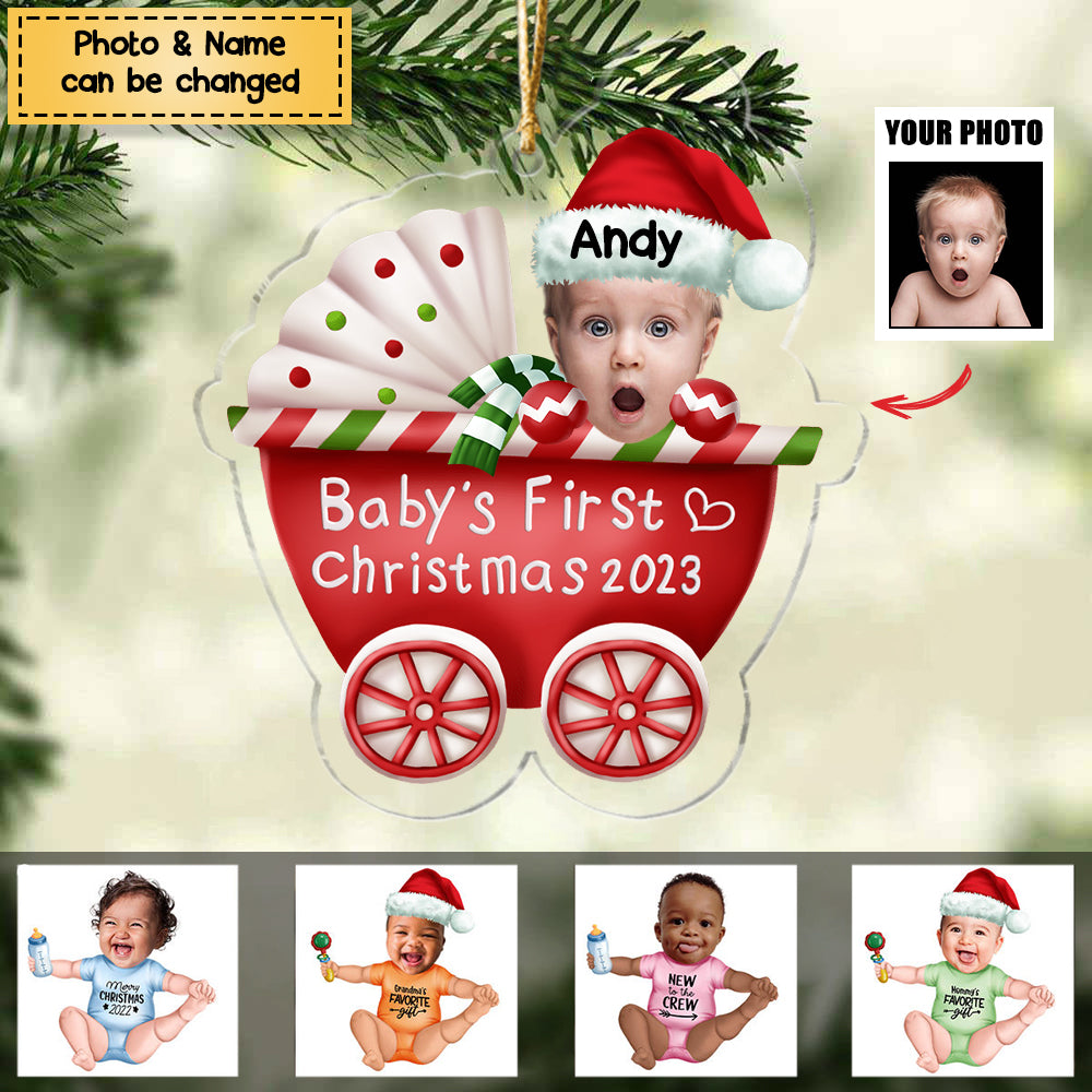 Personalized Custom Acrylic Ornament from Photo - Baby Onesie - My First Christmas