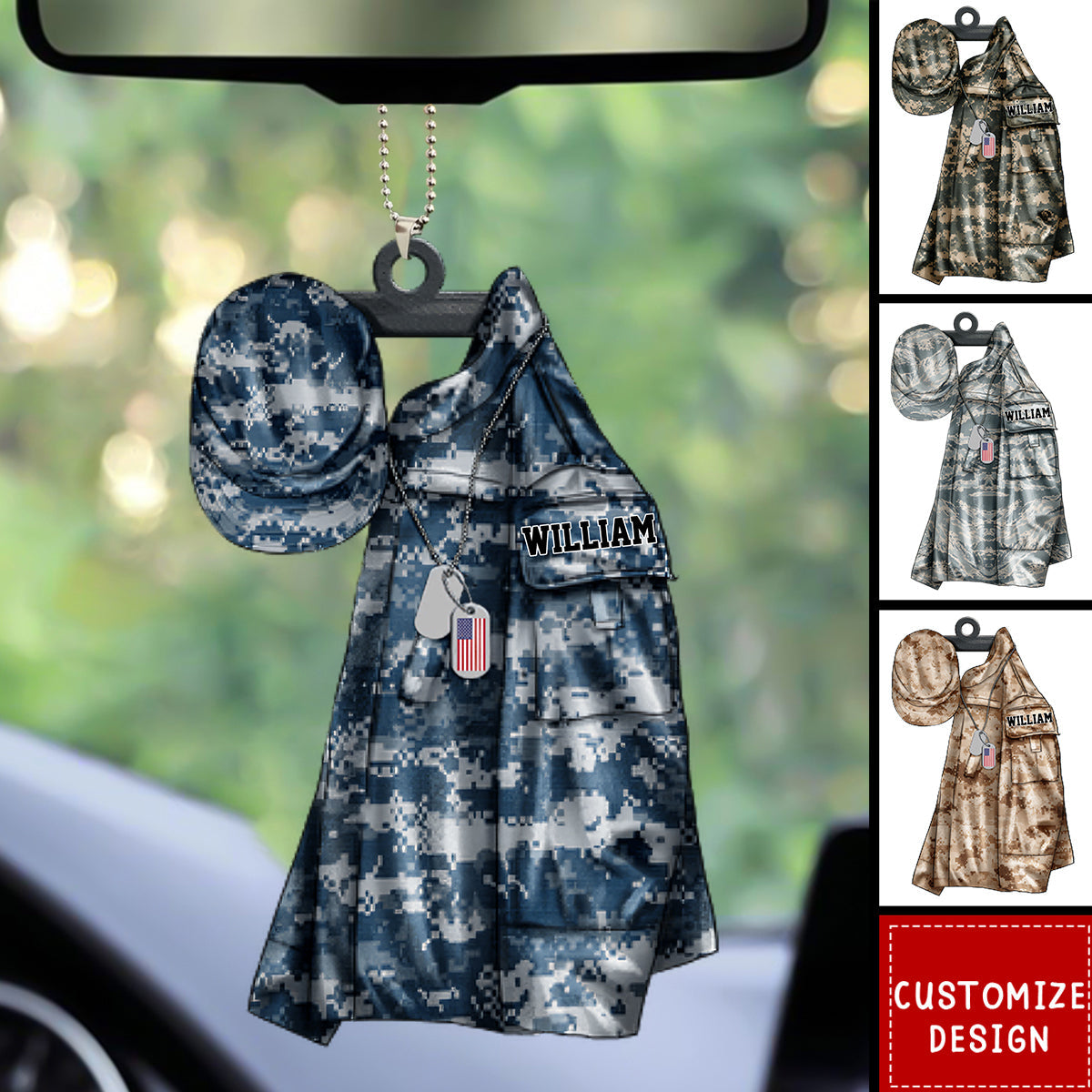 America Air Force,Army,Marine,Navy Uniform - Personalized Christmas,Car Ornament