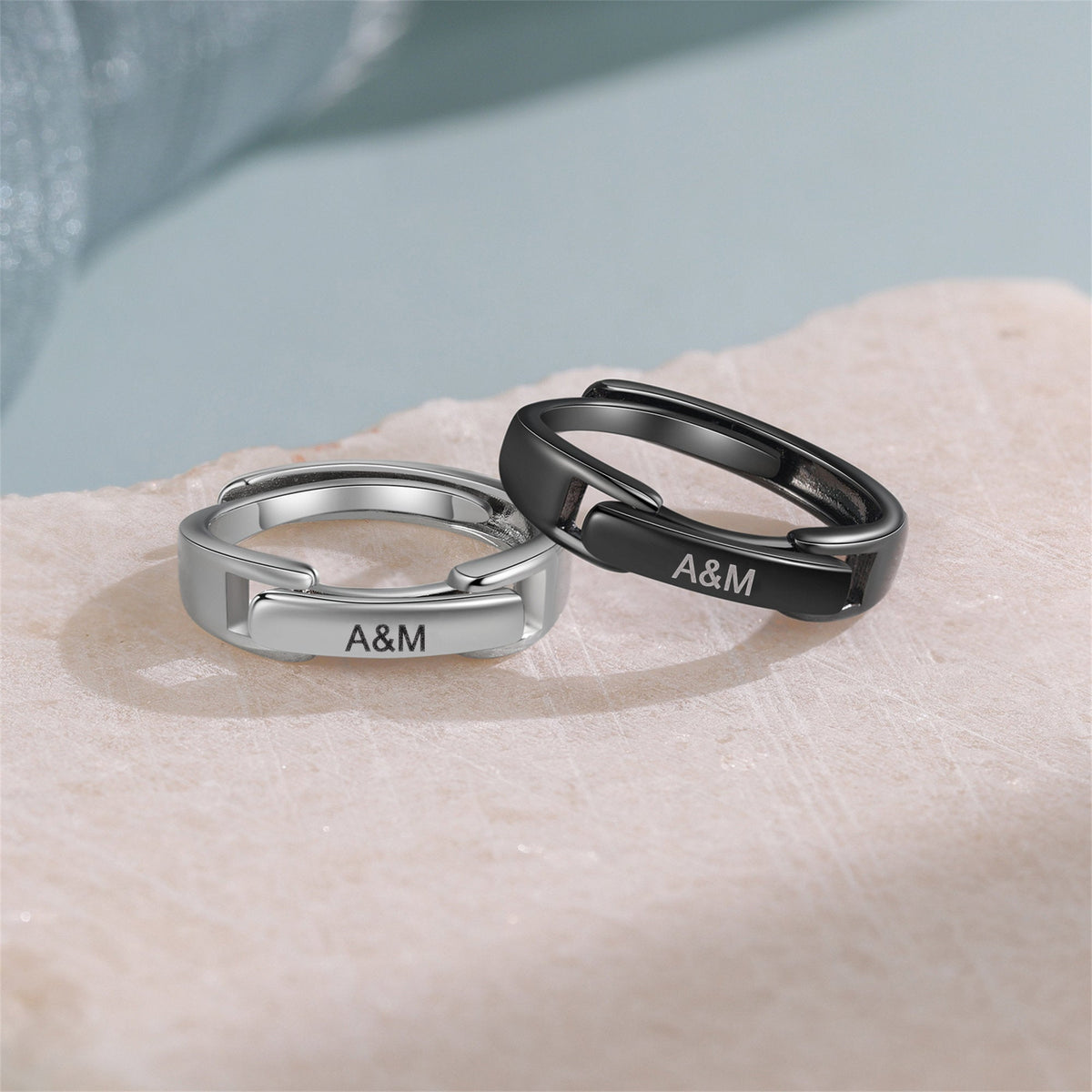 Personalized Matching Ring, Custom Secret Message Ring - Anniversary Gift for Couples