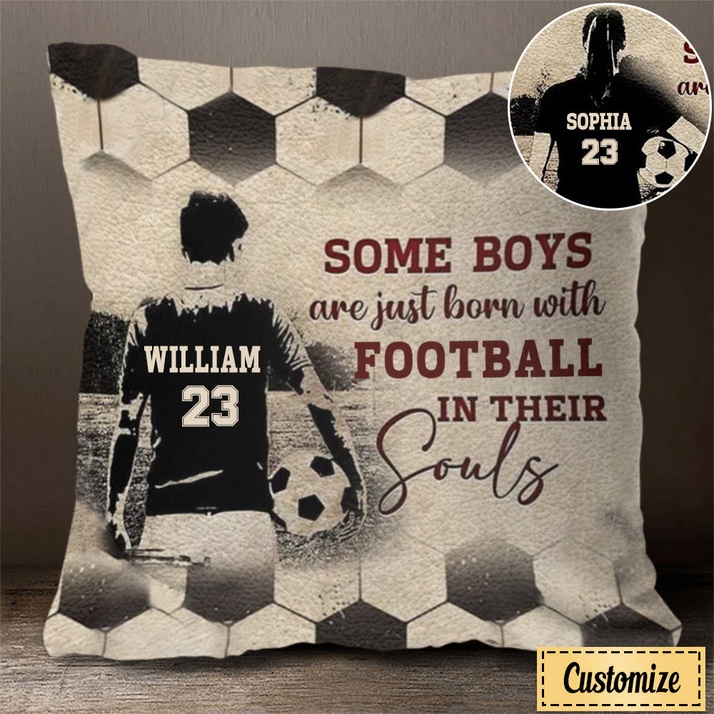 Some Boys Are Just Born With Hockey In Their Souls Photo Pillow,  Personalized Field Hockey Gifts For Grandson, Gifts For Hockey Players -  Best Personalized Gifts For Everyone