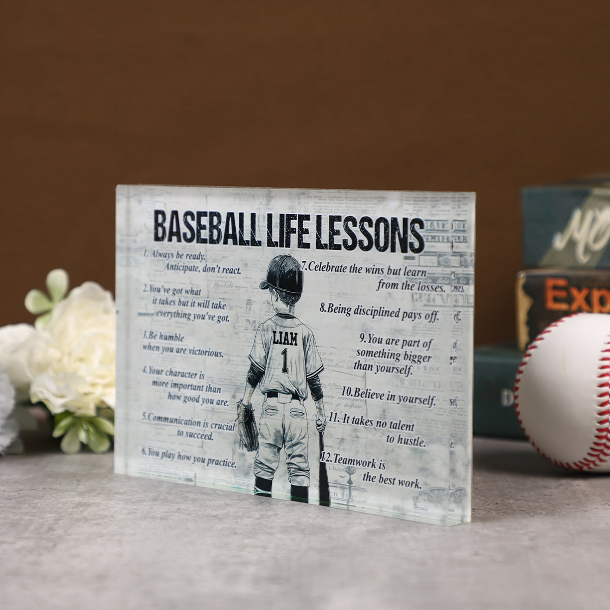 Personalized Baseball Life Lessons Boy Acrylic Plaque - Gift For Baseball Lovers
