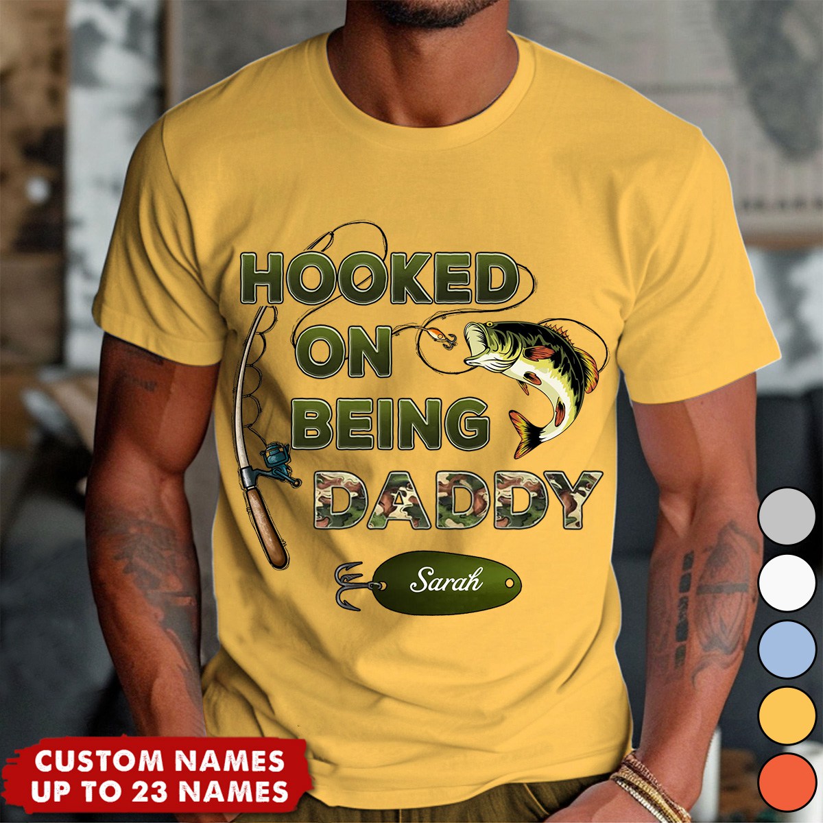 Hooked On Being Grandpa Fishing Camouflage - Personalized Shirt - Father's Day Gift For Grandpa/Dad/Husband