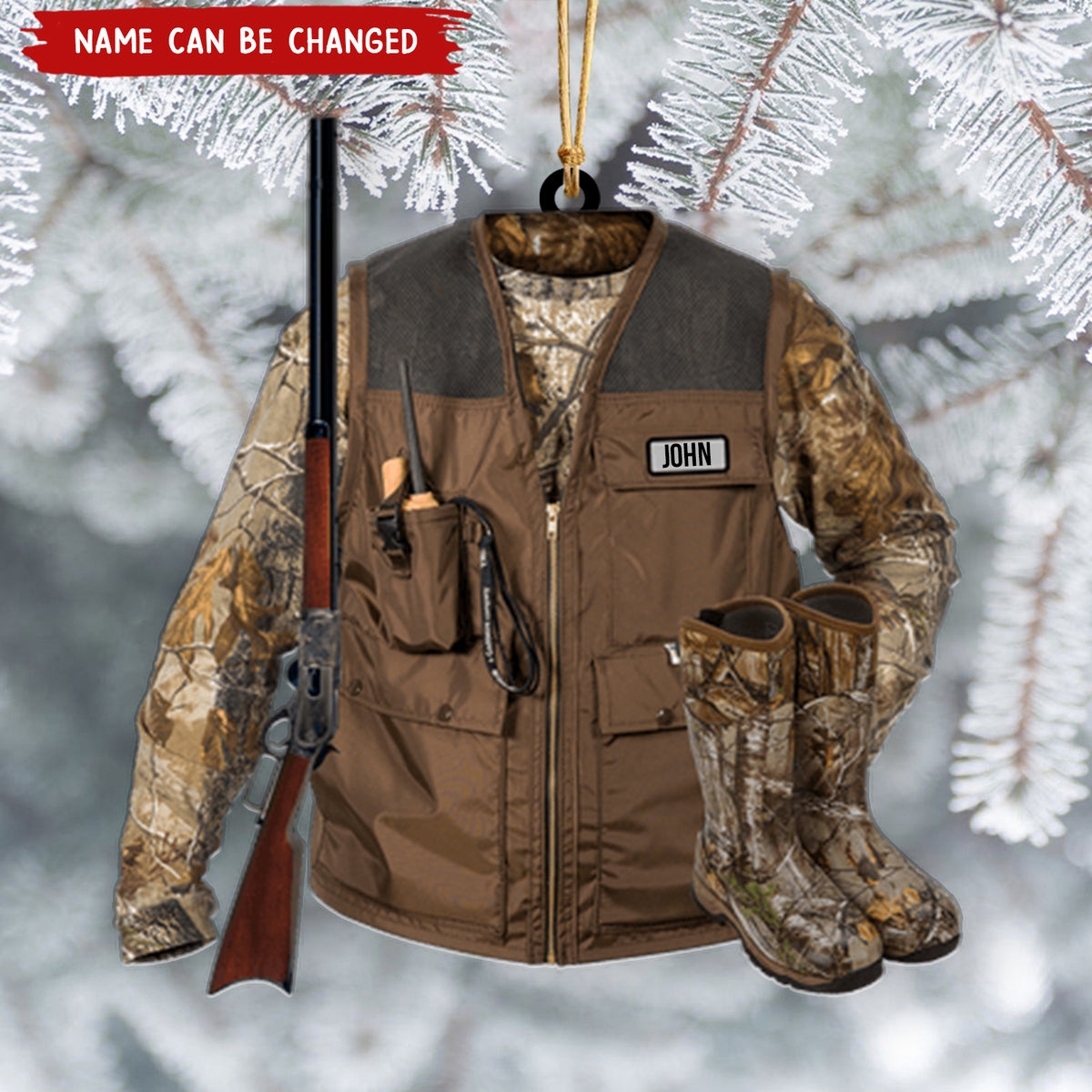 Hunting Vest, Personalized Acrylic Christmas / Car Hanging Ornament