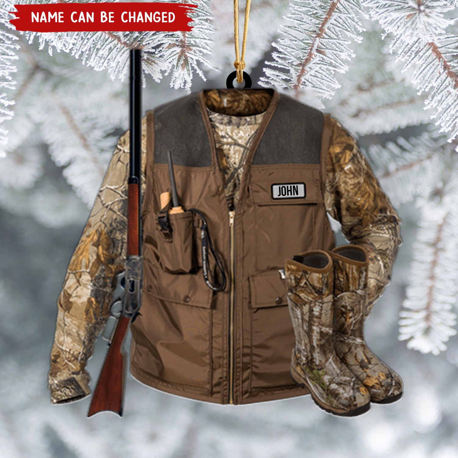 Hunting Vest, Personalized Acrylic Christmas / Car Hanging Ornament