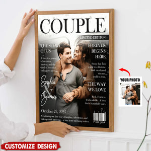 Personalized Love Story Couple Magazine Cover Poster- Gift For Romantic Couple