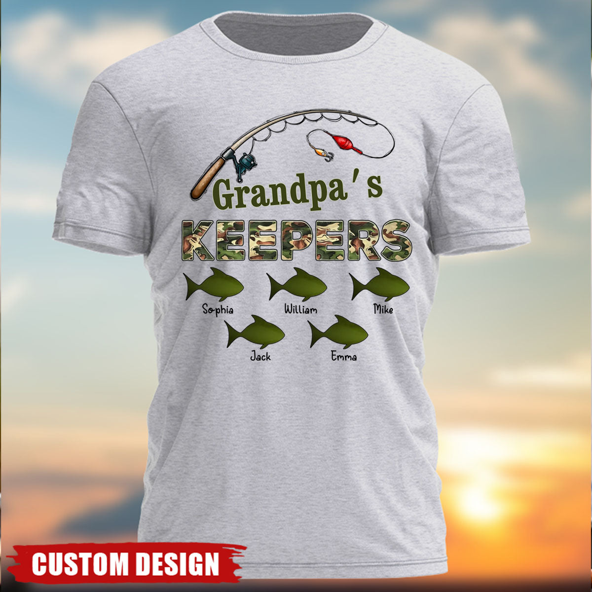 Grandpa's Keepers Camouflage Pattern Fishing Personalized Shirt, Father's Day Gift For Husband, Dad, Grandpa