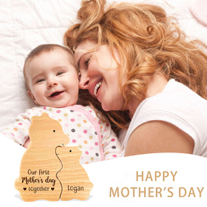 Wooden Bear Mom And Baby - Personalized Bear Wooden Puzzle, First Mother's Day Gift