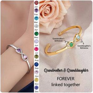 Personalized Grandmother & Granddaughter Infinity Dual Birthstone Bracelet