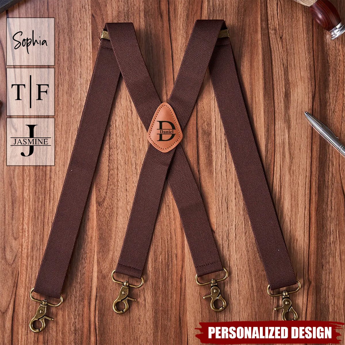 Personalized Monogrammed Leather Suspenders for Unique & Love-Best Gift For Man