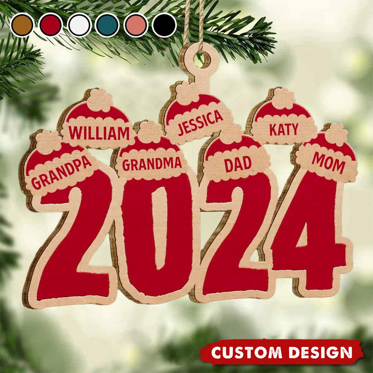 2024 New Release - Christmas Santa Hats - Personalized Wooden Christmas Ornament