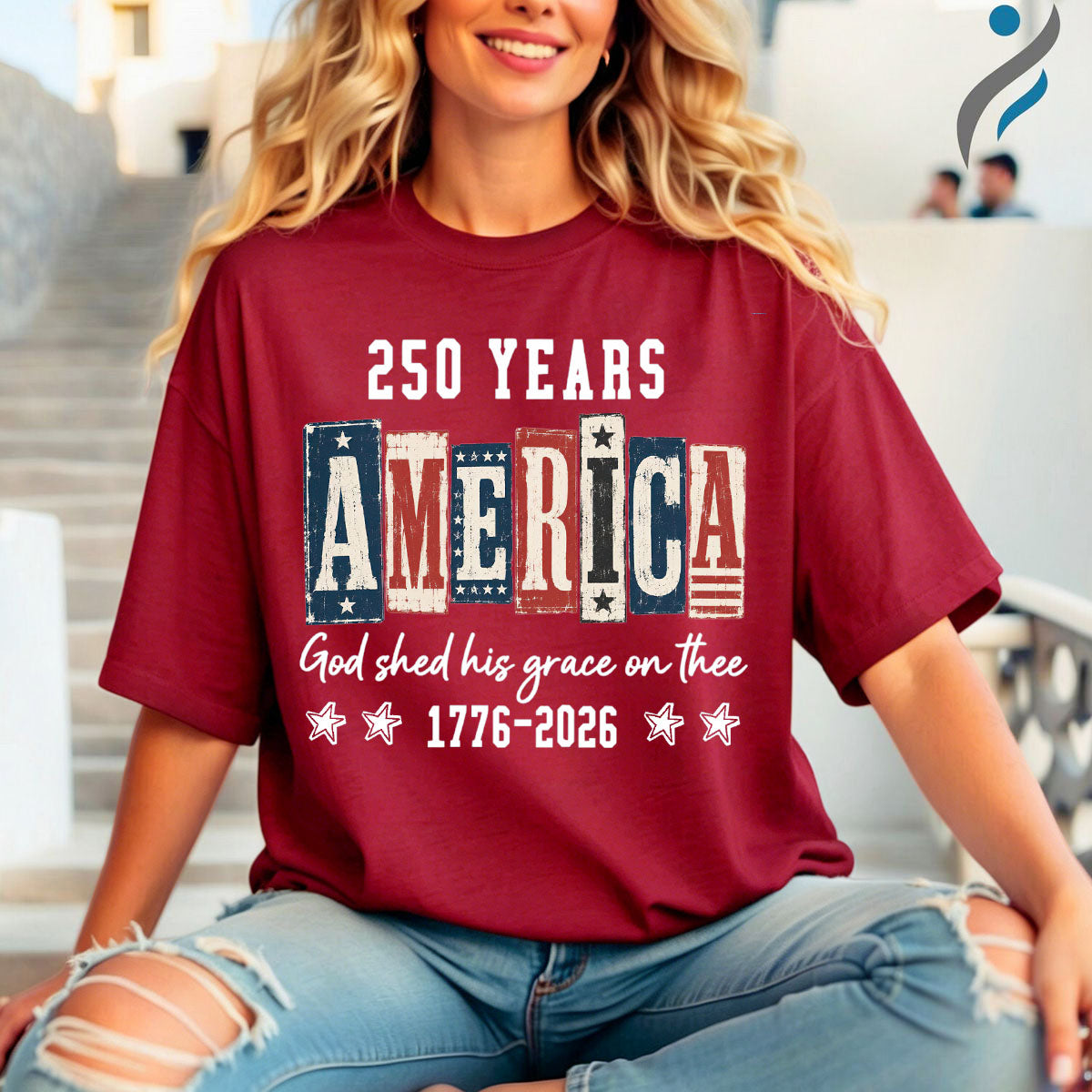 Patriotic Christian American Flag 250 Years Tee-Gift For Fourth Of July Enthusiasts