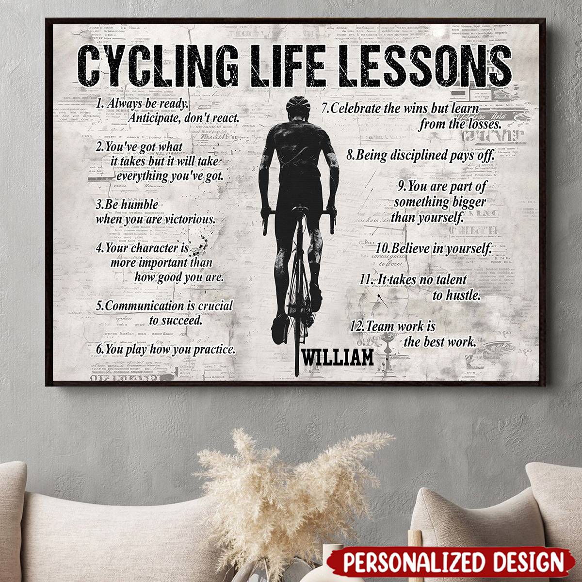 Personalized Cycling Life Lessons Poster - Gift For Cycling Lovers