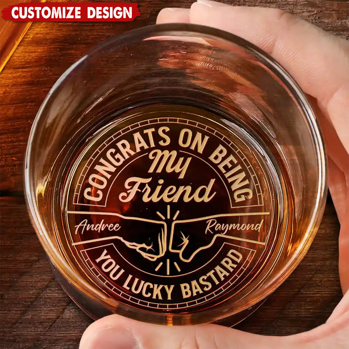 Congrats On Being My Dad You Lucky Man - Personalized Engraved Whiskey Glass