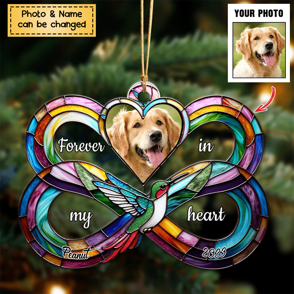 Personalized Upload Photo Heart Infinity Hummingbird, I Am Always With You Christmas Ornament