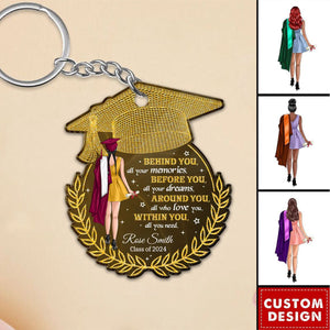 Behind You All Your Memories Graduation Gift Personalized Acrylic Keychain
