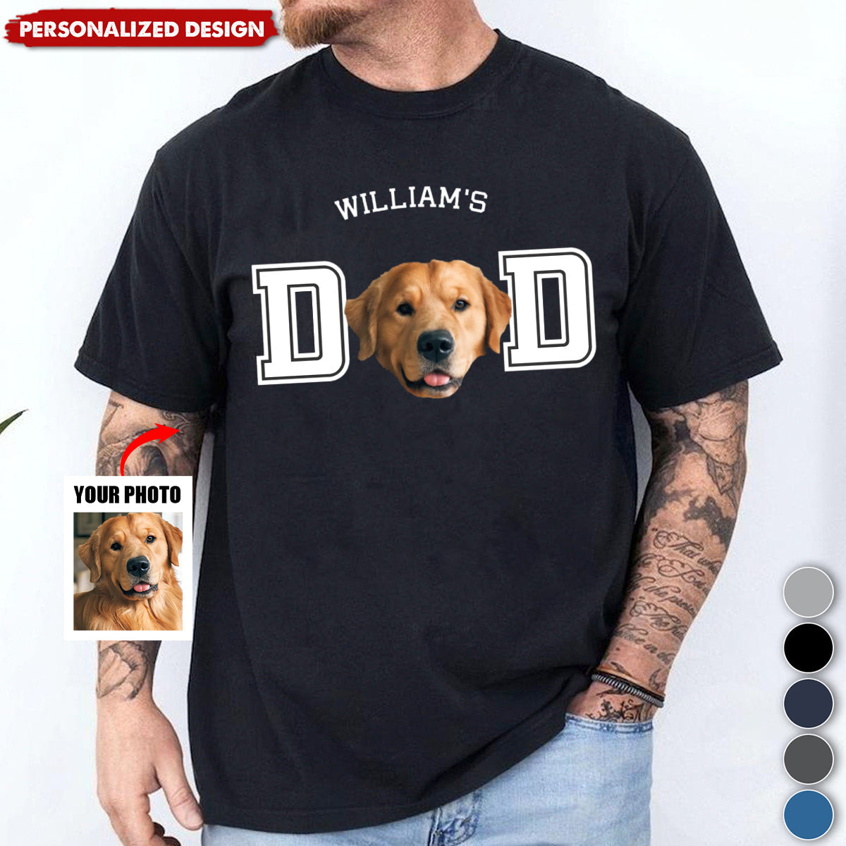 Personalized Photo Dog Cat Dad Shirt