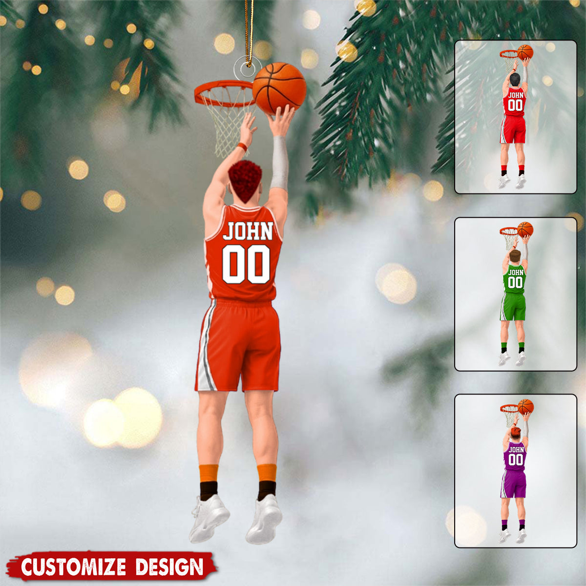 Personalized Back View Basketball Ornament - Gift For Basketball Lovers