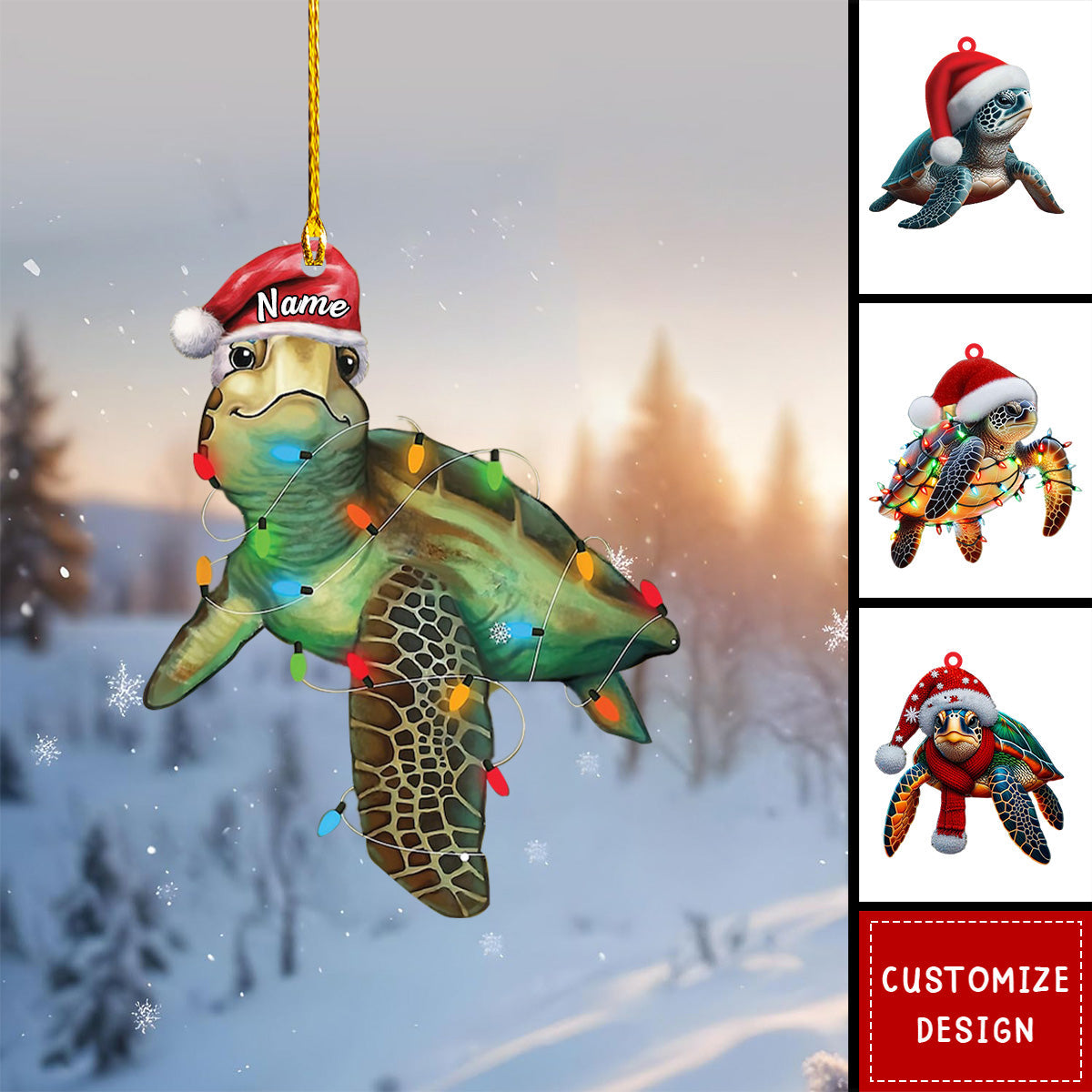 Personalized Christmas Turtle Ornament-Gift for Turtle Lover-2024 New Release