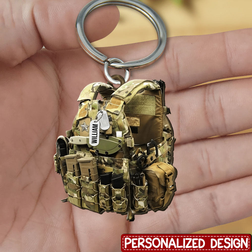 Soldier Tactical Vests Shaped Personalized Acrylic Keychain