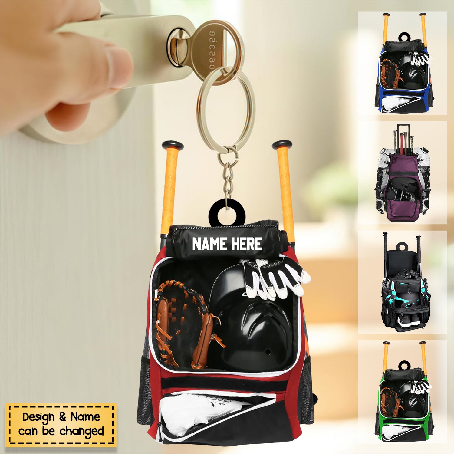 Personalized Baseball Bag Acrylic Keychain