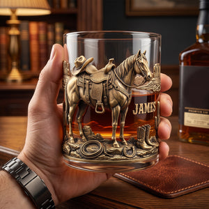Horse Cowboy Round Glass - Personalized Gifts For Horse Lovers