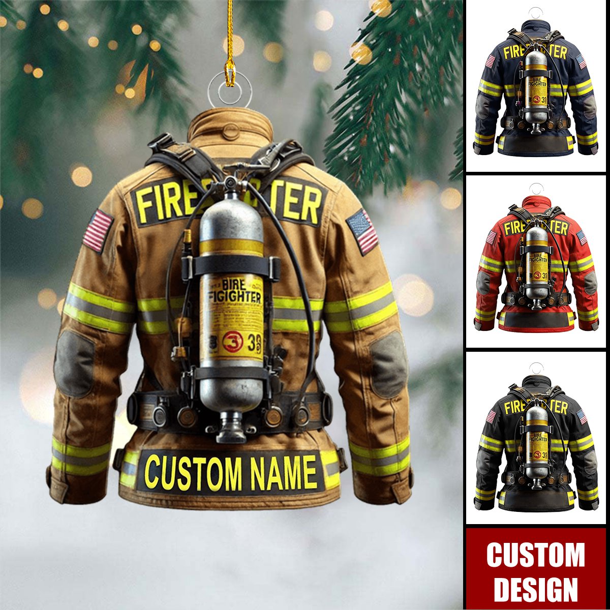Christmas Personalized Firefighter Uniform Ornament - Gift For Firefighter
