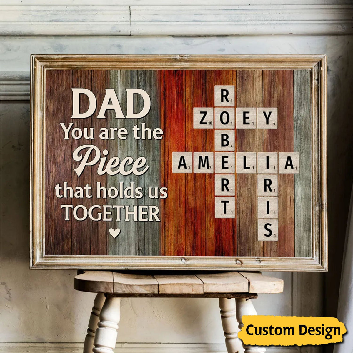 Dad You Are The Piece Crossword Puzzle Art Rustic Personalized Poster, Gift For Dad