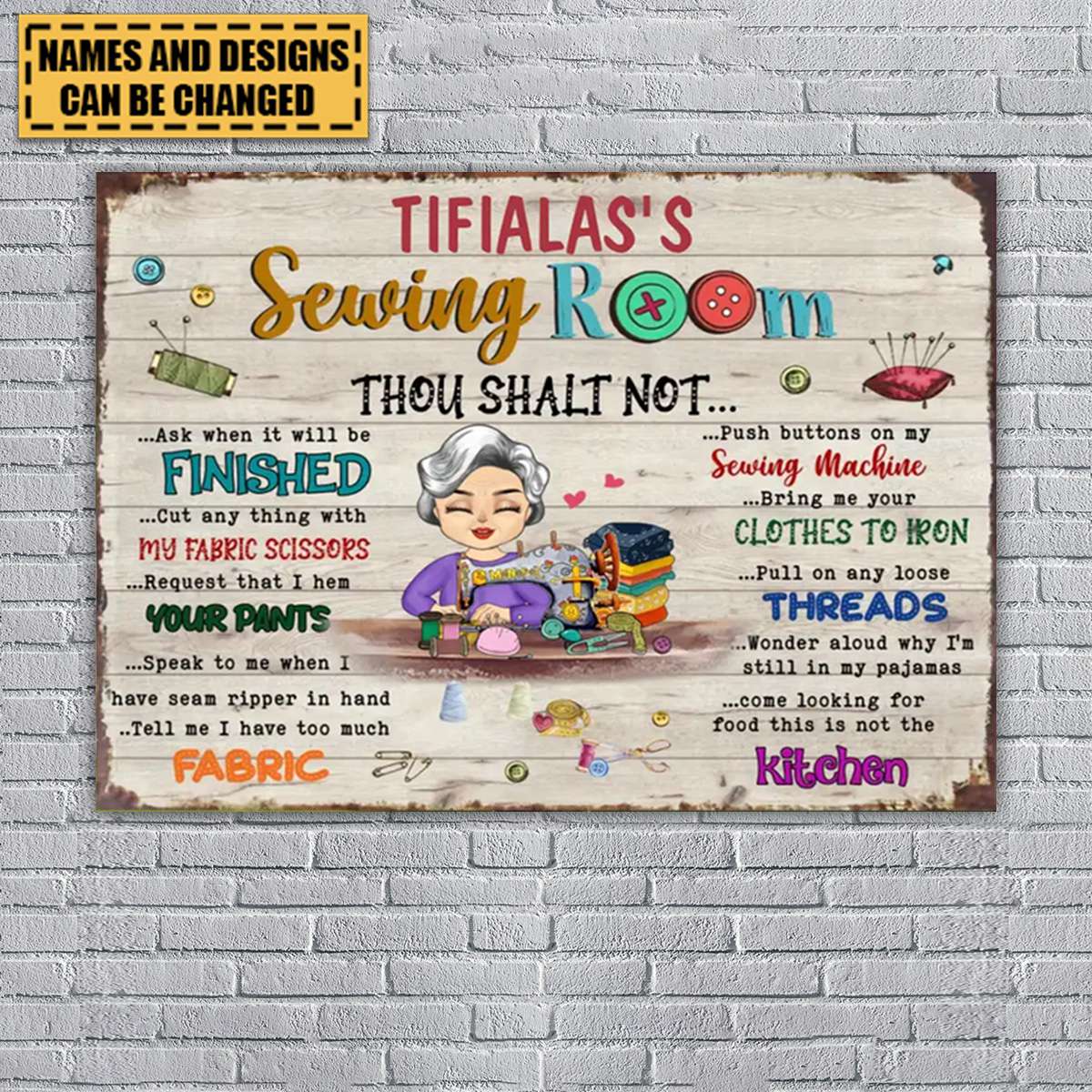 Custom Personalized Sewing Grandma Metal Sign - Mother's Day Gift Idea Grandma/Sewing Lovers