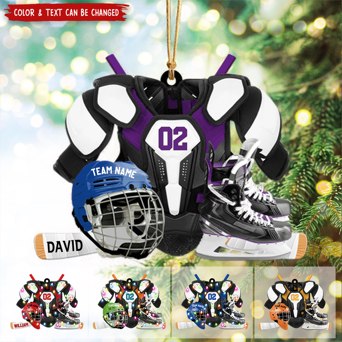Hockey Gear Personalized Acrylic Ornament, Christmas Tree Decor For Hockey Players