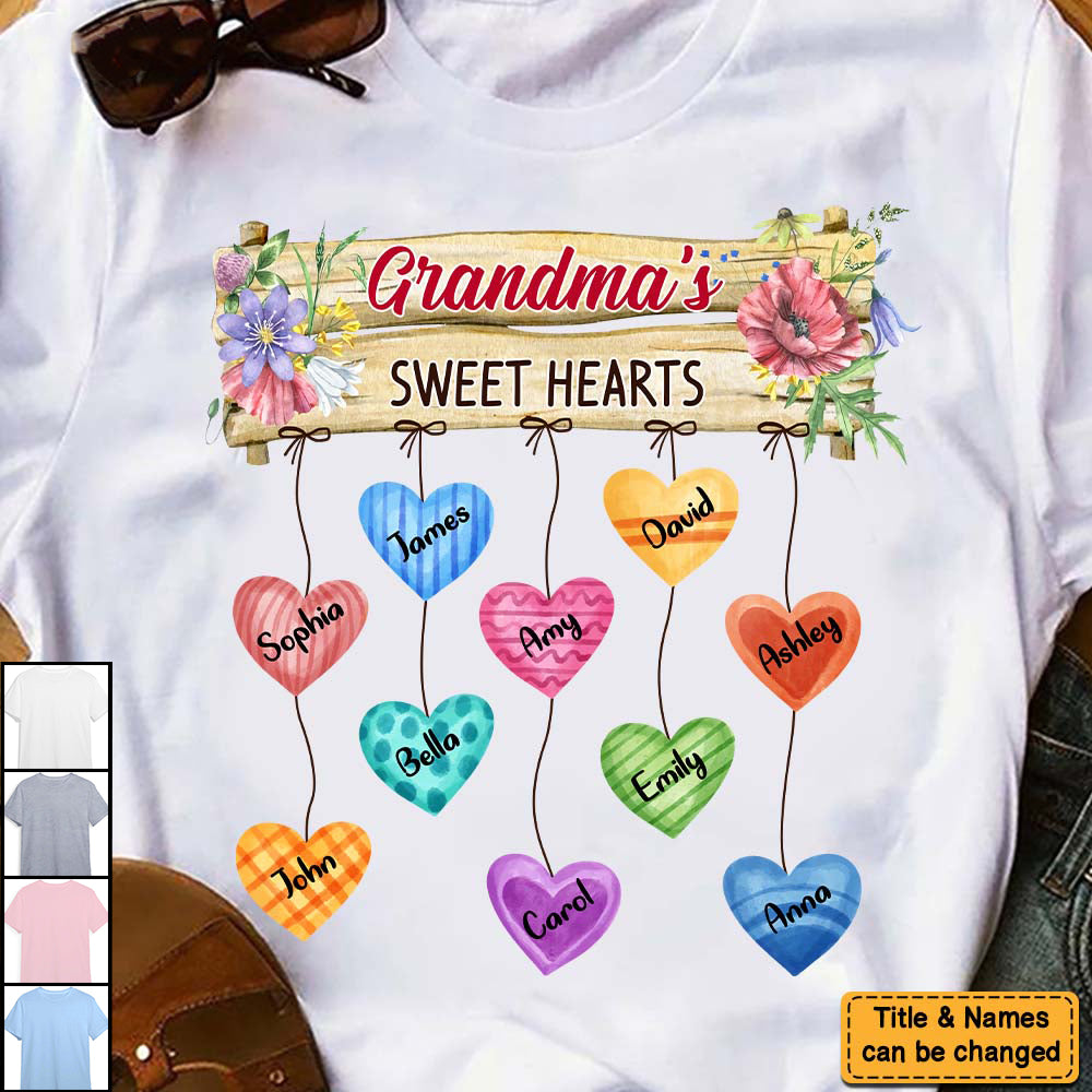 Gift Grandma's Heart Hanging Sign Personalized Shirt