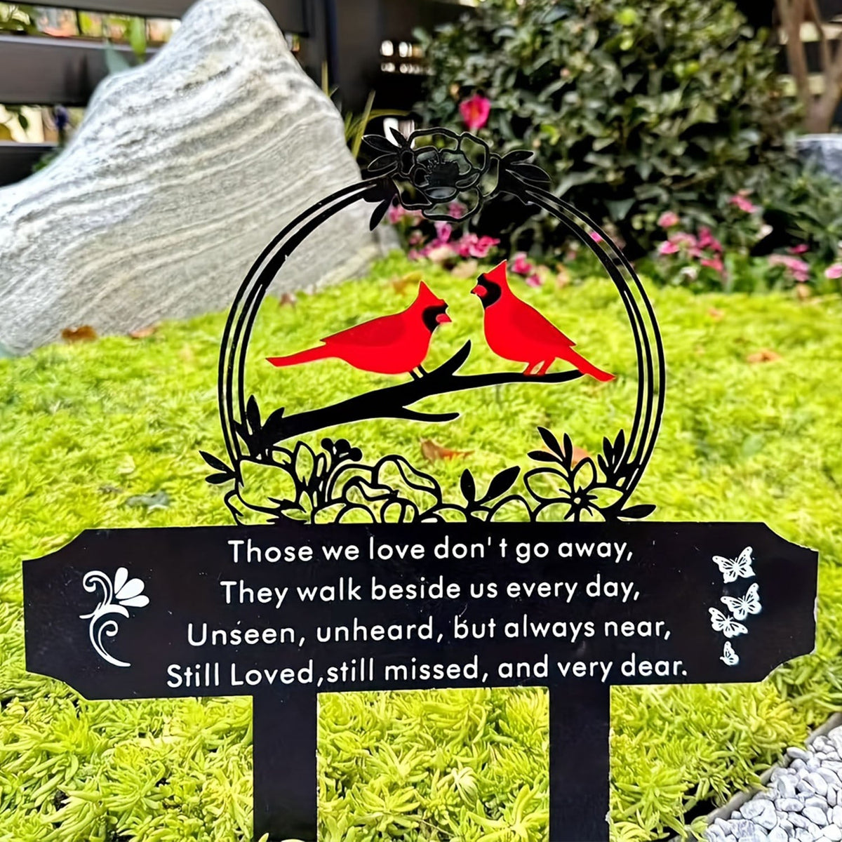 🐦Metal Cardinal Cemetery Memorial Stake