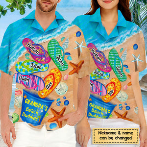 Papa / Nana's Beach Buddies Summer Flip Flop Personalized Hawaiian Shirt Perfect Gift for Grandmas Moms Aunties HTN10MAY23CT2
