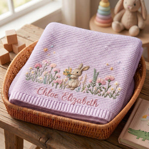 Personalized Bunny Baby Embroidered Blanket,Newborn Gift