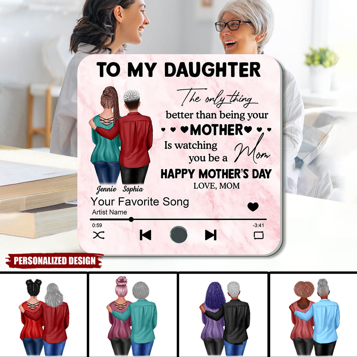 To My Daughter From Mom-Personalized Music Fridge Magnet-Mother's Day Gift