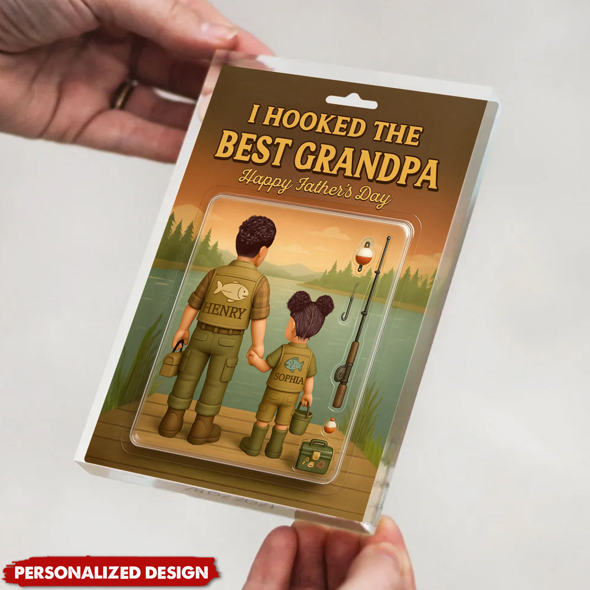 I Hooked the Best Dad Fishing-Personalized Acrylic Plaque-Father's Day Gift