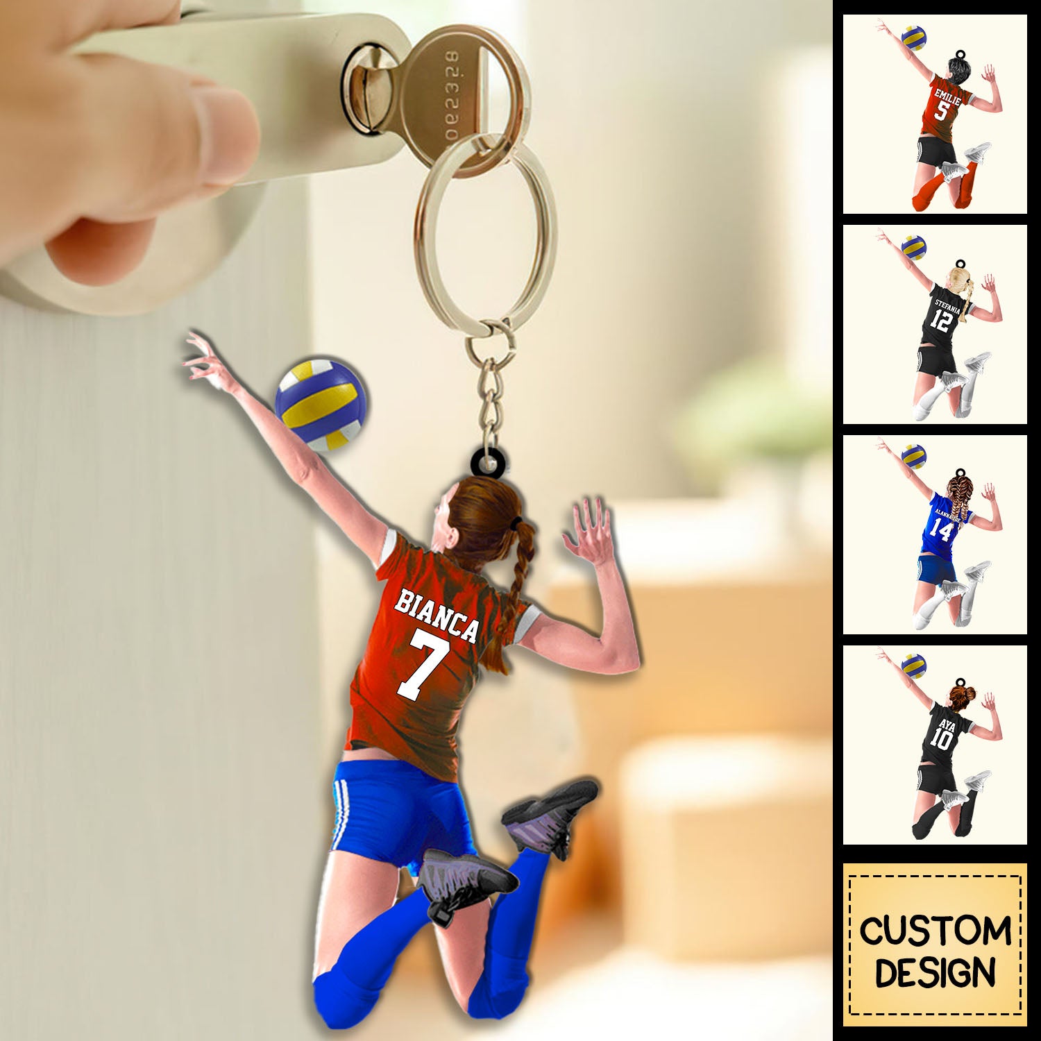 Custom Personalized Beach Volleyball Acrylic Keychain, Gift For Volleyball Players