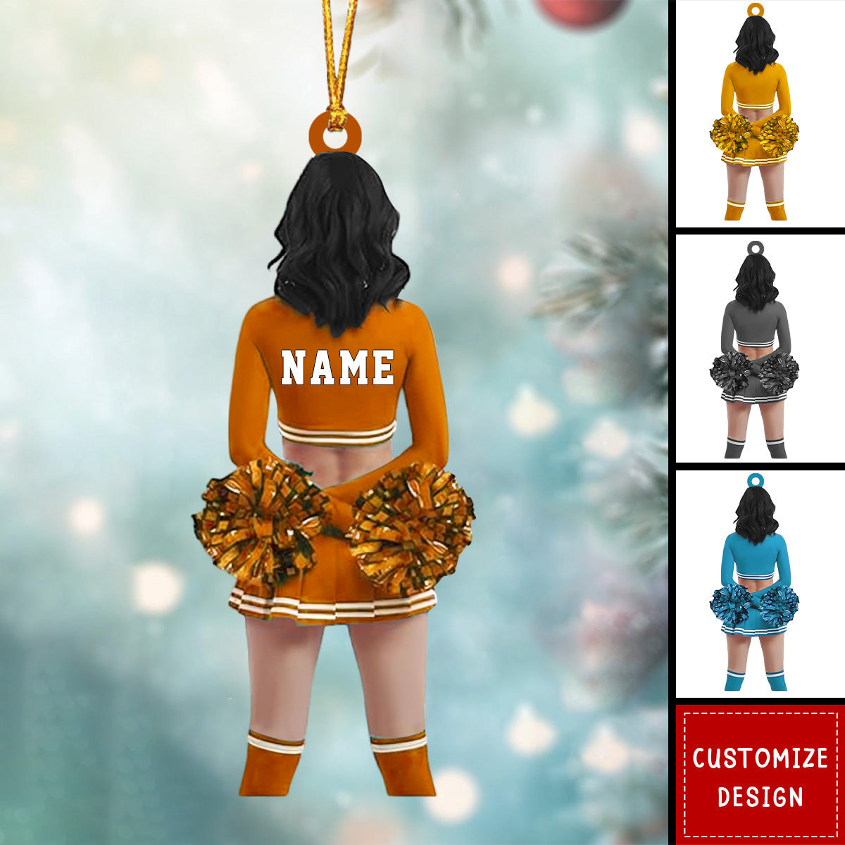 Cheerleading Pom pom Girl Personalized Ornament