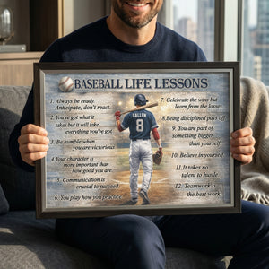 Baseball Life Lessons Canvas, Sports Life Lessons Poster, Gift for Men, Boy, Male, Husband, Boyfriend, Brother Father Day