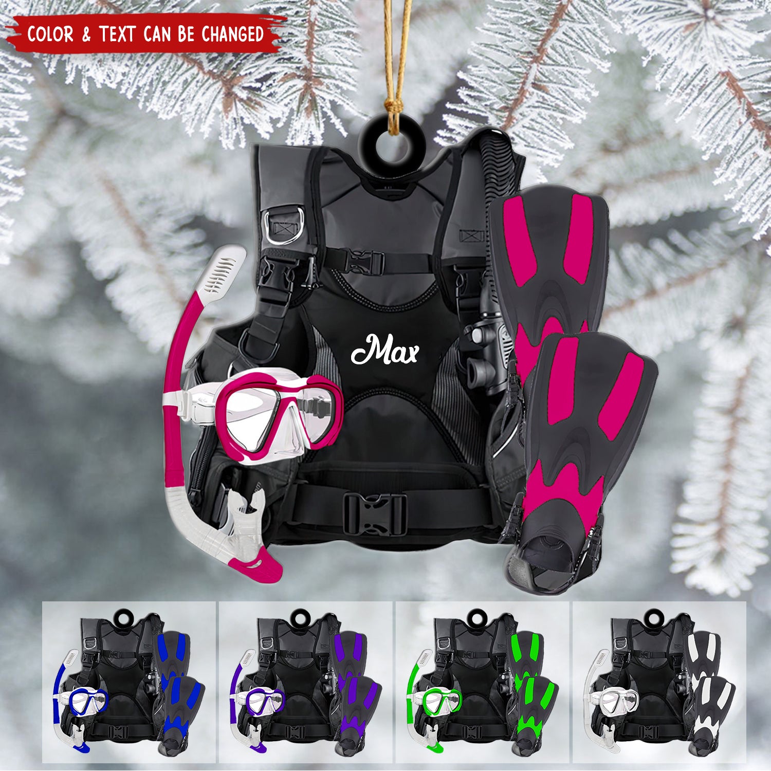Scuba Diving Scuba Gear - Personalized Flat Acrylic Ornament - v2